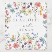 Wildblumen Simple Garden Wedding Weinetikett (Einzelnes Label)