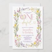 Wildblumen sind am 1. Geburtstag nicht einsam Einladung (Vorderseite)