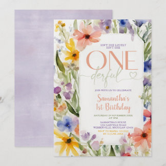 Wildblumen sind am 1. Geburtstag nicht einsam Einladung