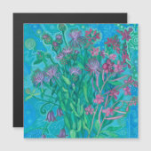 Wildblumen Sommer Blume Bouquet Blumenbemalung Magnetkarte (Vorne/Hinten)