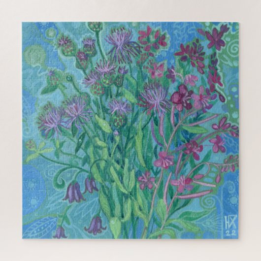 Wildblumen Sommer Blume Bouquet Blumenbemalung Puzzle (Vertikal)