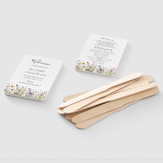 Wildblumen Sommer Hochzeitsprogramm Fan Fächer (Non-assembled)