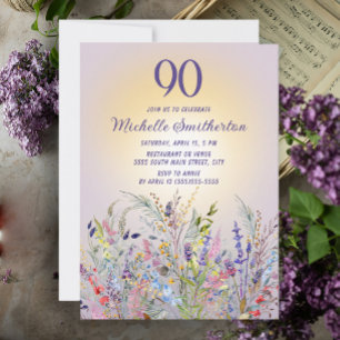 Wildblumen Sonne Lila 90. Geburtstag Frau Einladung