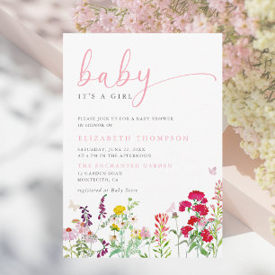 Wildblumen Sonnenblumen-Girl-Babydusche Einladung