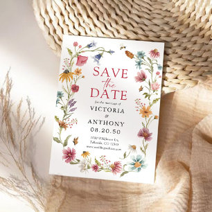 Wildblumen speichern die Datumskarten Save The Date