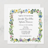 Wildblumen Square Rahmen Hochzeitkarte (Vorne/Hinten)
