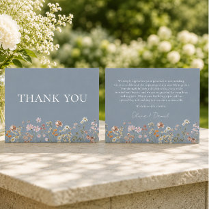 Wildblumen-Staubblau-Boho-Hochzeit Dankeskarte