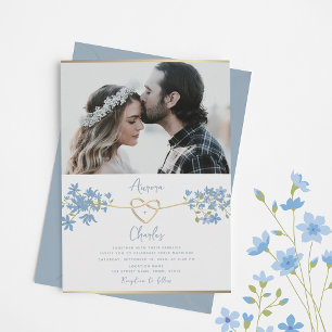 Wildblumen-Staubblaue Hochzeit  Einladung