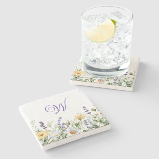 Wildblumen Steinuntersetzer (Seitenansicht)