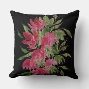 Wildblumen Stickerei Texturiert Boho Wasserfarbe Kissen