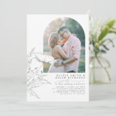 Wildblumen Stift Sketch Elegantes Hochzeitssemble Einladung (Stehend Vorderseite)