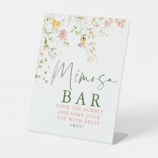 Wildblumen Summer Meadow Mimosa Bar Sign Sockelschild (Vorderseite)