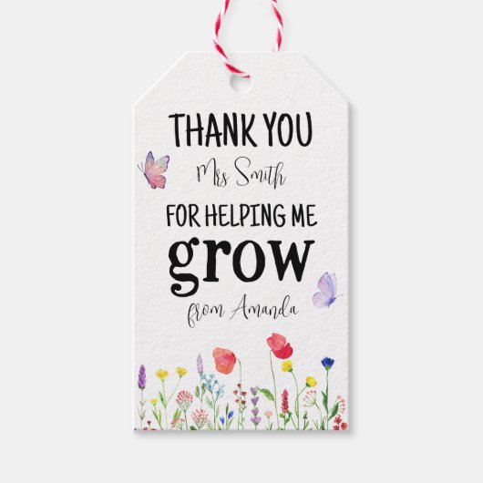 Wildblumen Summer Teacher Wertschätzung Vielen Dan Geschenkanhänger (Vorderseite)