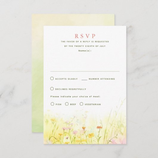 Wildblumen Summer Wedding RSVP Cards (Vorne/Hinten)