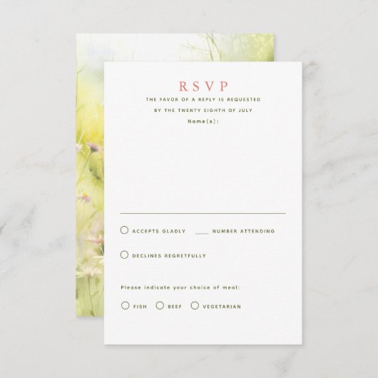 Wildblumen Summer Wedding RSVP Cards (Vorne/Hinten)