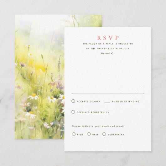 Wildblumen Summer Wedding RSVP Cards Karte (Vorne/Hinten)