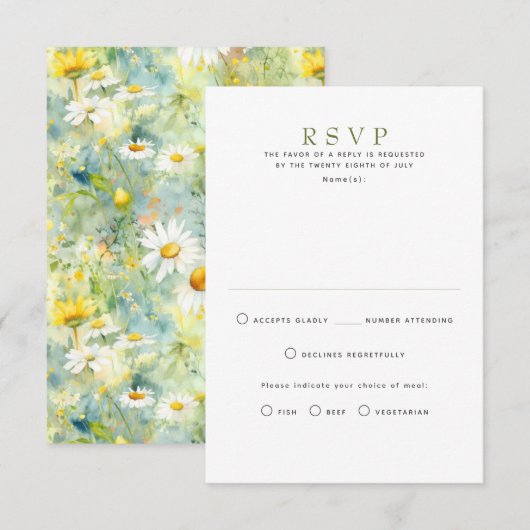 Wildblumen Summer Wedding RSVP Cards Karte (Vorne/Hinten)