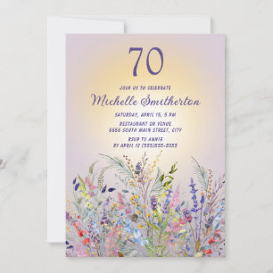 Wildblumen Sun Lila Women's 70. Geburtstag Einladung