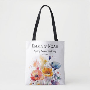 Wildblumen-Symphonie: Farbige Frühlingsaquarell Tasche