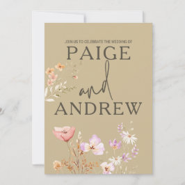 Wildblumen Tan Farmhouse Hochzeit Einladung