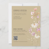 Wildblumen Tan Farmhouse Hochzeit Einladung 2 (Rückseite)