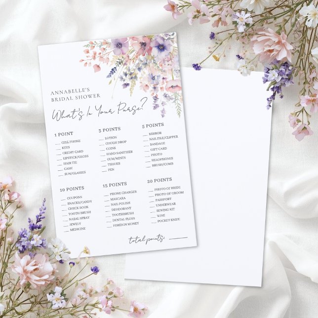 Wildblumen-Tasche Brautparty-Spiel (Wildflower Purse Bridal Shower Game)