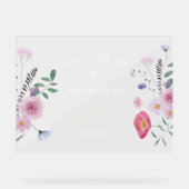 Wildblumen Taufe Begrüßungszeichen Acrylschild (Vorderseite)