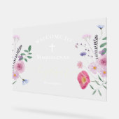 Wildblumen Taufe Begrüßungszeichen Acrylschild (Winkel)