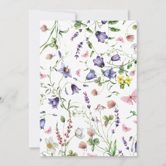 Wildblumen Taufe Boho Chic Einladung (Rückseite)