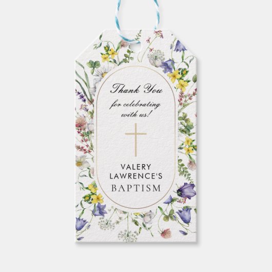 Wildblumen Taufe Boho Chic Geschenkanhänger (Vorderseite)