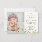 Wildblumen Taufe Custom Foto Einladung (Vorderseite)