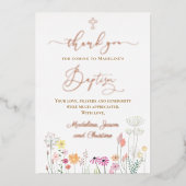 Wildblumen Taufe danke für das Kommen Folieneinladung (Vorderseite)