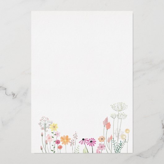 Wildblumen Taufe danke für das Kommen Folieneinladung (Rückseite)