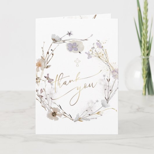 Wildblumen Taufe danke für das Kommen Karte (Vorderseite)