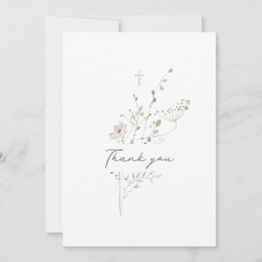 Wildblumen | Taufe Danke Karte (Vorderseite)