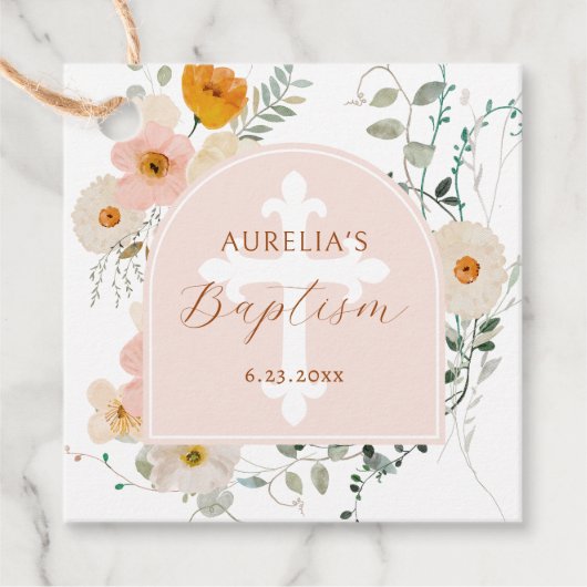 Wildblumen Taufe Geschenkanhänger (Vorderseite)