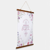 Wildblumen Taufe willkommen Wandteppich Mit Holzrahmen (Gewinkelt)