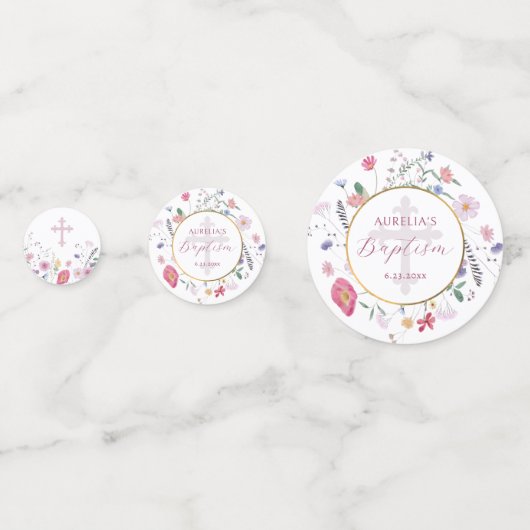 Wildblumen Tauftisch Konfetti (Vorderseiten)