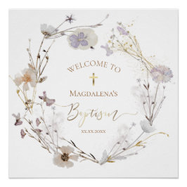 Wildblumen Taufzeichen Poster