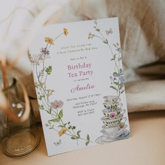 Wildblumen-Teeparty-Geburtstag Einladung