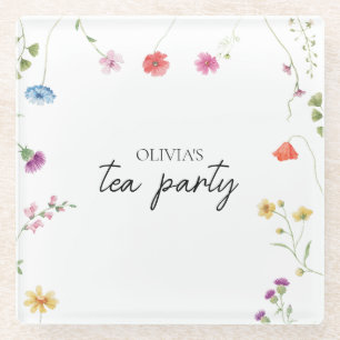 Wildblumen-Teeparty-Junggesellinnenabschied Glasuntersetzer