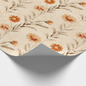 Wildblumen Terracotta Botanisches Muster Geschenkpapier (Ecke)