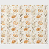 Wildblumen Terracotta Botanisches Muster Geschenkpapier (Flach)