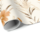 Wildblumen Terracotta Botanisches Muster Geschenkpapier (Rolleneckpunkt)