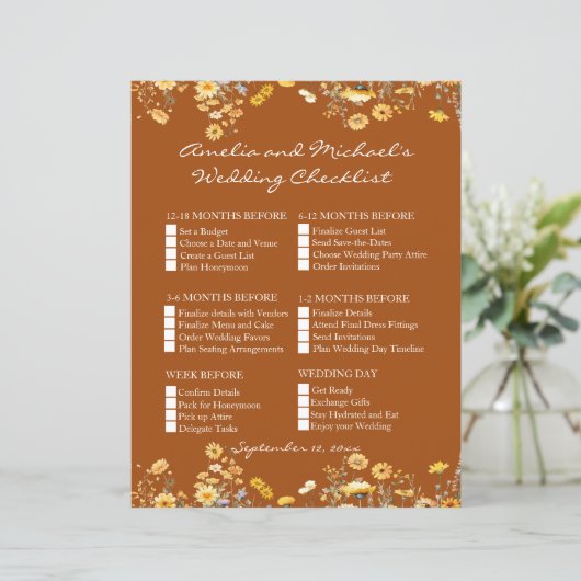 Wildblumen Terracotta Hochzeit (Stehend Vorderseite)