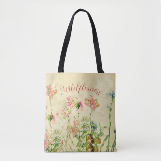 Wildblumen Text Tasche (Vorderseite)