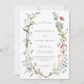 Wildblumen Thema Whimsical Pastels Moderne Hochzei Einladung (Vorderseite)