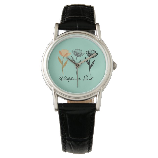 Wildblumen-Trenddesign Armbanduhr (Vorderseite)