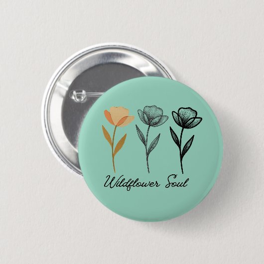 Wildblumen-Trenddesign Button (Vorne & Hinten)