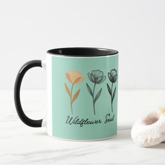 Wildblumen-Trenddesign Tasse (Mit Donut)